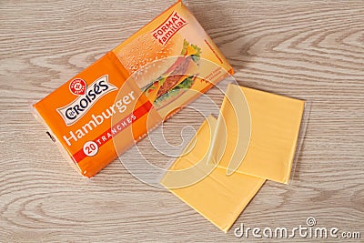 Brest â€“ France, November 16, 2019 : Pack of slices of processed cheese Les CroisÃ©s Editorial Stock Photo