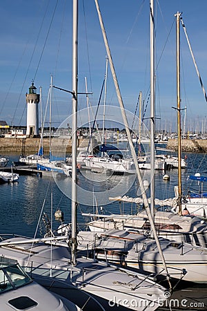 Boats at the quayside at Port-Haliguen in Morbihan Stock Photo