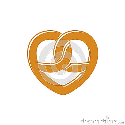 Bretzel heart love logo Vector Illustration