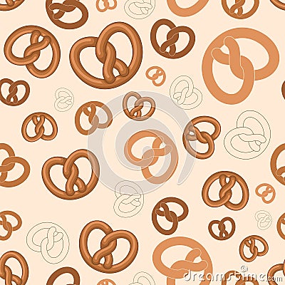 Bretzel pattern seamless. german bakery food background. Vector texture Vector Illustration