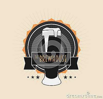 Brew House Vintage Logotype on light background Vector Illustration