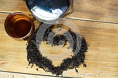 Brewed tea on a serving table with brewing Stock Photo