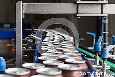 Full Production of a Brewery Canning Line Stock Photo