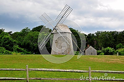 Brewster, MA: 18th Century Higgins Farm Windmill Stock Photo