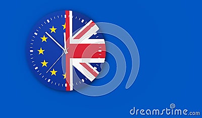 Brexit Clock Concept Cartoon Illustration