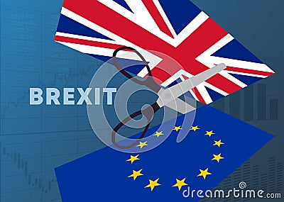 Brexit concept with scissors Stock Photo
