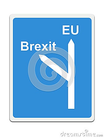 Brexit, EU road sign on white background. Concept, politics in the UK. Stock Photo