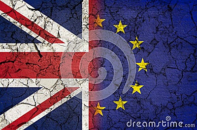 Brexit flag with cracked texture Stock Photo