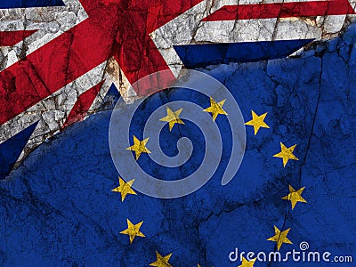 Brexit flags european union great britain background -3d rendering Stock Photo