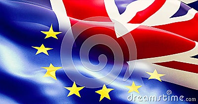 Brexit half european union and united kingdom england flag Stock Photo