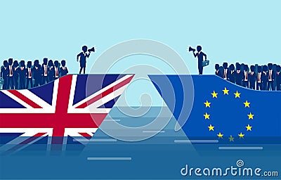 Brexit negotiations and crowd manipulation concept Vector Illustration