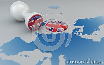 Brexit stamp and map of Europe, England and European community Stock Photo