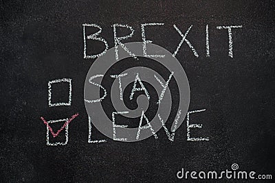 Brexit stay or leave on black chalkboard Stock Photo