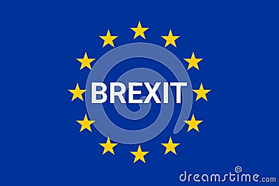 Brexit symbol with the european flag Cartoon Illustration