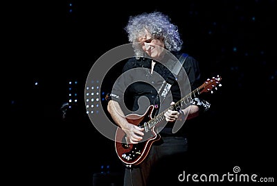 Brian May from Queen performs with Kerry Elils during Acoustic by Candlelight Tour at the Republic Palace on March 21, 2014 Editorial Stock Photo