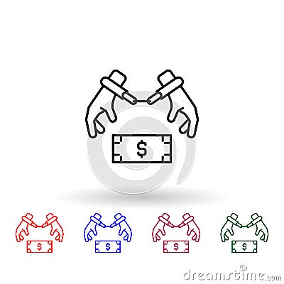Bribe, clamp, hand multi color icon. Simple thin line, outline vector of corruption icons for ui and ux, website or mobile Stock Photo