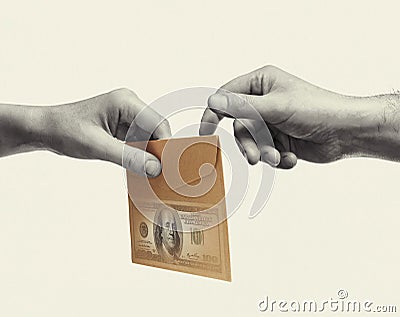 Bribe giving between two people. Stock Photo