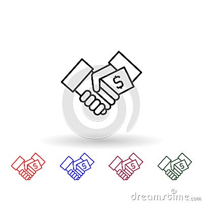 Bribe, hand shake multi color icon. Simple thin line, outline of corruption icons for ui and ux, website or mobile Stock Photo