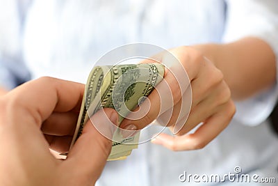 Bribing someone to suggest a corrupt system Stock Photo