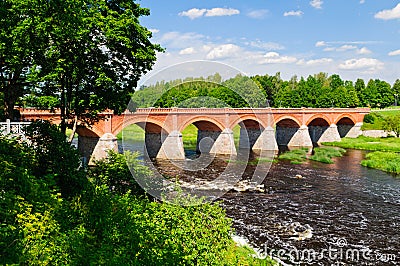 Brick bridge, kuldiga Stock Photo