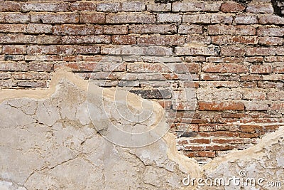 The brick cement wall exture has many horizontal. Stock Photo