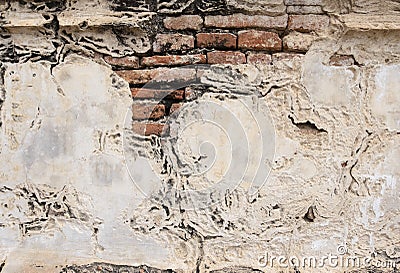 The brick cement wall exture has many horizontal. Stock Photo