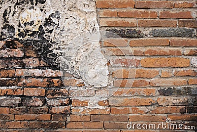 The brick cement wall exture has many horizontal. Stock Photo