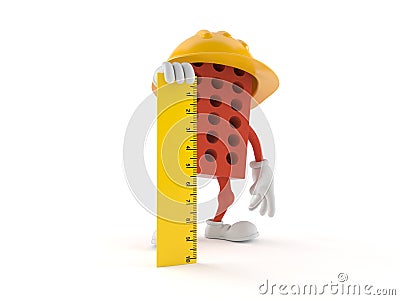 Brick character holding ruler Cartoon Illustration