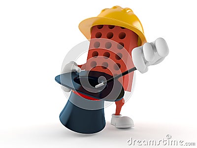 Brick character with magic hat Cartoon Illustration