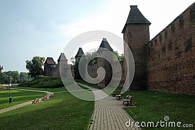 brick city walls of the city of Nymburk Editorial Stock Photo