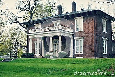 Brick Colonial House Stock Photo