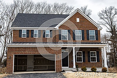 brick facade of a new house Stock Photo