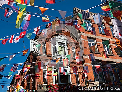 Brick facade in the trendy district at Temple Bar in Dublin Stock Photo