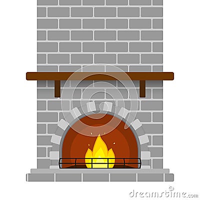 Brick Fireplace Isolated Vector Illustration