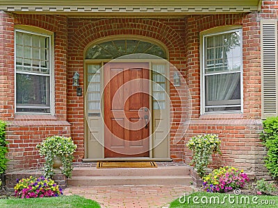 Brick house with recessed entrance Stock Photo