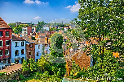 Brick houses in Liege, Belgium, Benelux, HDR Stock Photo