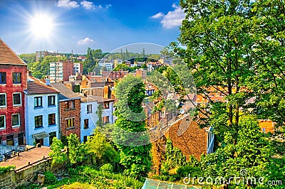 Brick houses in Liege, Belgium, Benelux, HDR Stock Photo