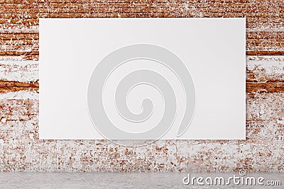 Brick interior with blank billboard Stock Photo