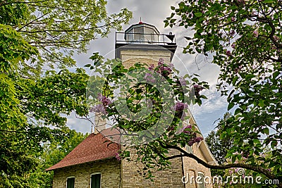 Eagle Bluff Lighthouse in Door County, Wisconsin Stock Photo