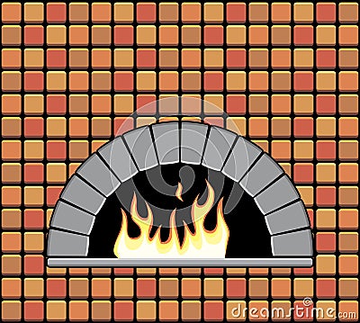 vector brick oven with empty hearth Vector Illustration