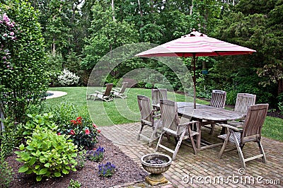 Brick Patio Stock Photo