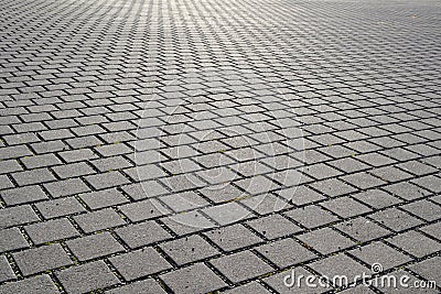 Brick paved city square Stock Photo