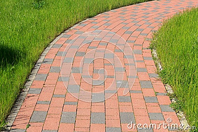 brick paved sidewalk Stock Photo