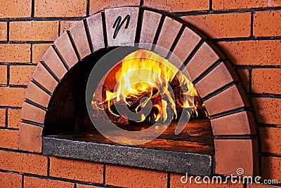 Brick Pizza Oven Stock Photo