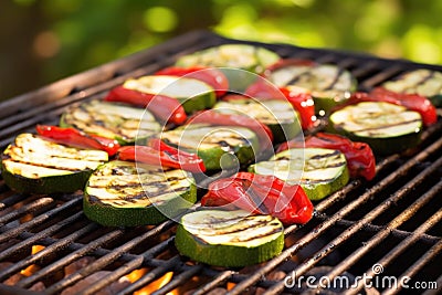 brick-pressed vegetable sandwich on grill Stock Photo