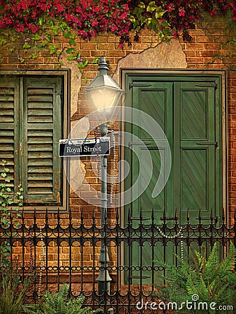 Brick and Stucco New Orleans Background Stock Photo