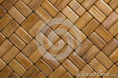 Brick-style bamboo placemat. Rectangular-shaped bamboo blocks table mat. Sequence wood pattern Stock Photo