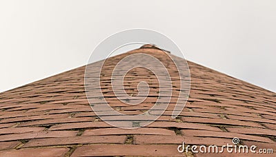 Brick tower in the open sky Stock Photo