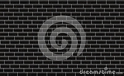 Brick wall black pattern background surface, illustration. Stone block structure, urban design wallpaper. Dark Vector Illustration