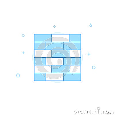 Brick wall, bricklayer, mason flat vector icon. Filled line style. Blue monochrome design. Editable stroke Vector Illustration